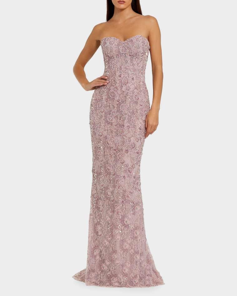 Embellished Floral Lace Sweetheart Gown by MAC DUGGAL