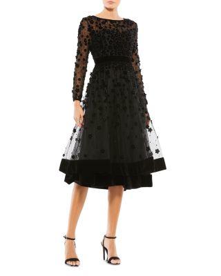 Embellished Floral Sheer Fit and Flare Dress by MAC DUGGAL