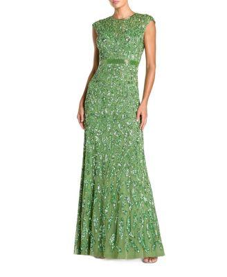 Embellished High Neck Cap Sleeve Gown by MAC DUGGAL