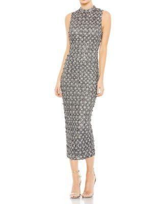 Embellished High Neck Sleeveless Column Gown by MAC DUGGAL