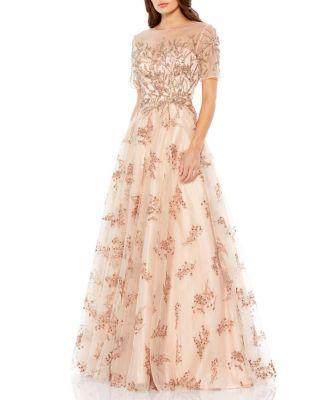 Embellished Illusion Cap Sleeve A Line Gown by MAC DUGGAL