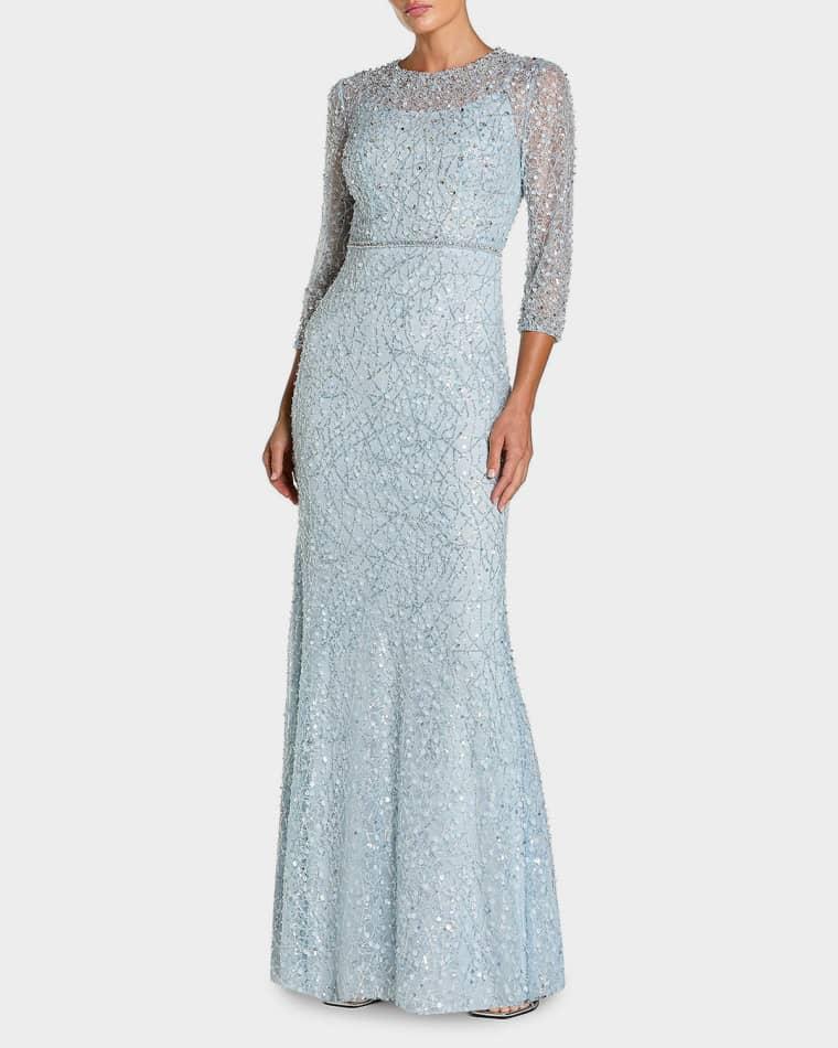 Embellished Lace Column Gown by MAC DUGGAL