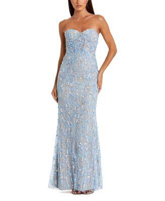 Embellished Lace Strapless Bustier Gown by MAC DUGGAL
