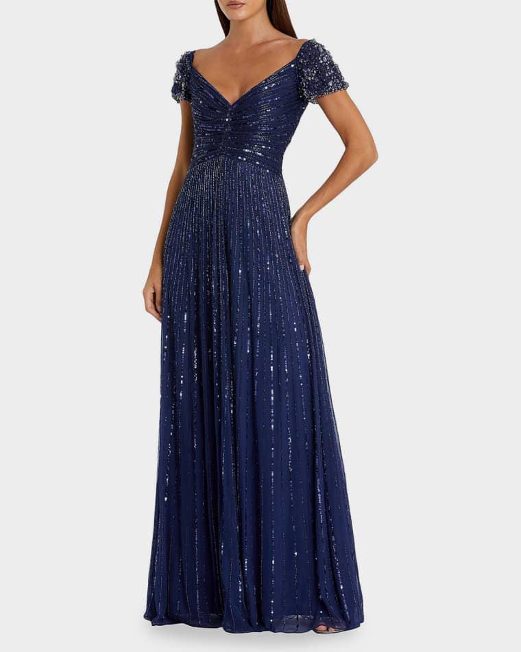 Embellished Mesh Fit & Flare Gown by MAC DUGGAL