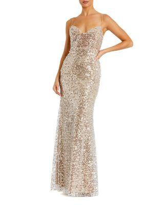 Embellished Mesh Sleeveless Bustier Gown by MAC DUGGAL