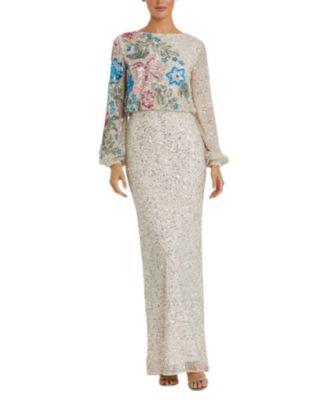 Embellished Multi Color Floral High Neck Gown by MAC DUGGAL