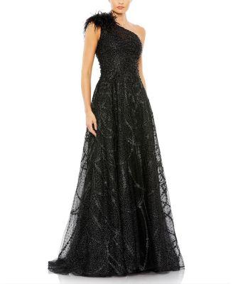 Embellished One Shoulder A Line Gown by MAC DUGGAL