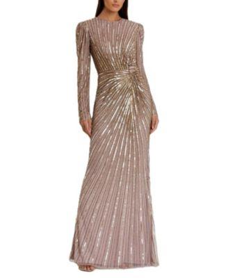Embellished Puff Sleeve Side Knot Gown by MAC DUGGAL