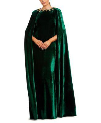 Embellished Velvet Cape Gown by MAC DUGGAL