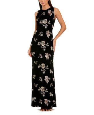 Embellished Velvet High Neck Sleeveless Gown by MAC DUGGAL