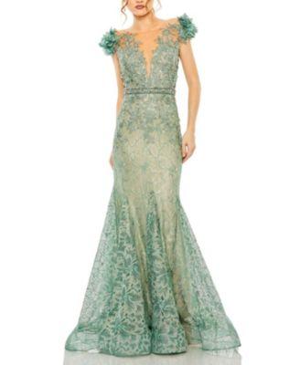Embroidered Illusion Appliqued Bodice Trumpet Gown by MAC DUGGAL