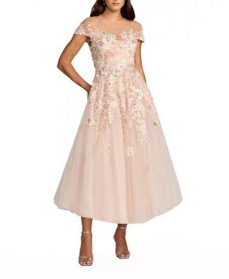 Embroidered Tulle Illusion Neck Cap Sleeve Dress by MAC DUGGAL