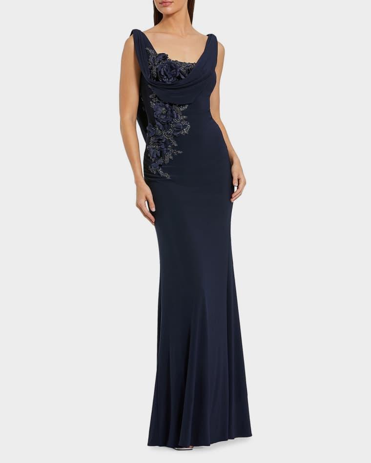 Evening Beaded Jersey Sleeveless Gown by MAC DUGGAL