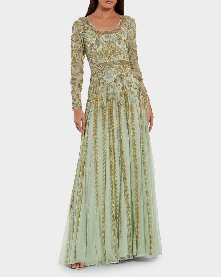 Evening Beaded Mesh Gown by MAC DUGGAL