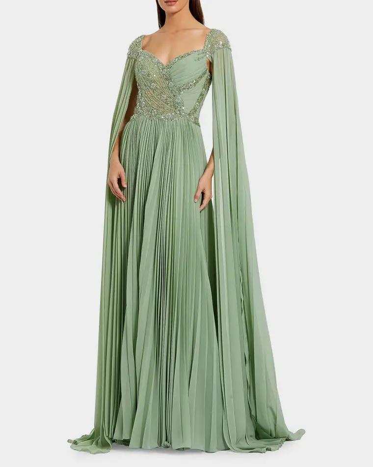 Evening Pleated Cape Gown by MAC DUGGAL