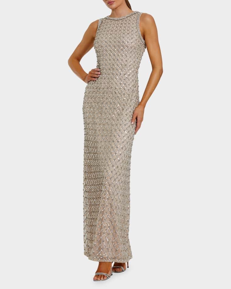 Evening Sequined Mesh Column Gown by MAC DUGGAL