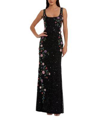 Floral Beaded Mesh Scoop Neck Sleeveless Gown by MAC DUGGAL