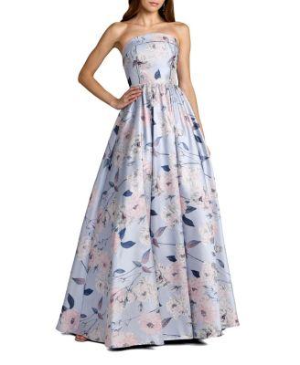 Floral Brocade Strapless A Line Ballgown by MAC DUGGAL