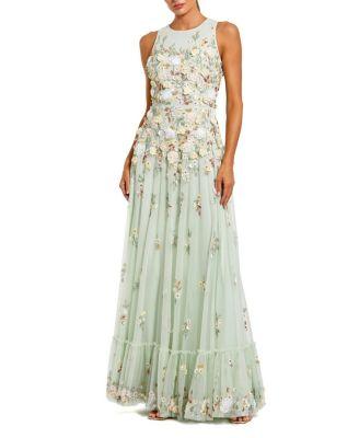 Floral Embellished High Neck Sleeveless Gown by MAC DUGGAL