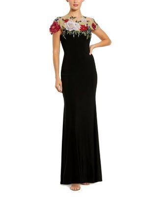 Floral Embellished Jersey Fitted Gown by MAC DUGGAL