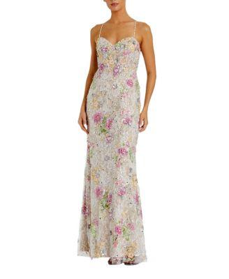 Floral Embellished Sleeveless Bustier Gown by MAC DUGGAL