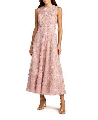 Floral Embroidered High Neck Midi Dress by MAC DUGGAL