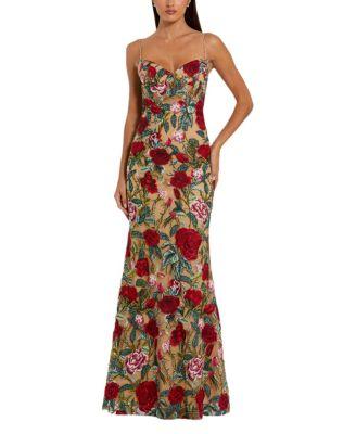 Floral Embroidered Off The Shoulder Gown by MAC DUGGAL