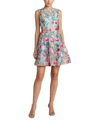 Floral Embroidered Sleeveless A-Line Mini Dress by MAC DUGGAL