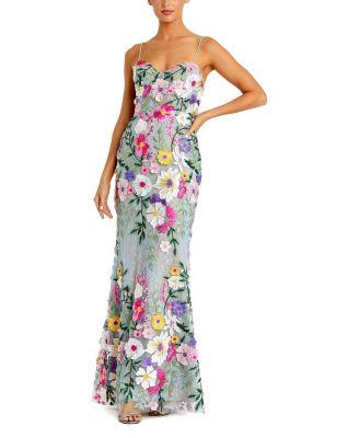 Floral Embroidered Sleeveless Bustier Gown by MAC DUGGAL