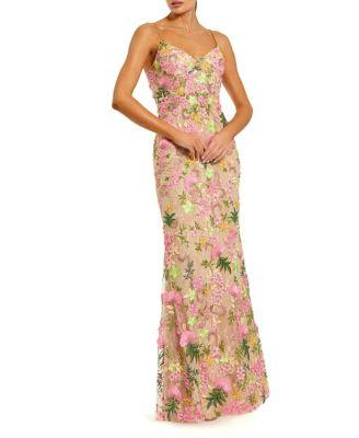 Floral Embroidered Sleeveless Column Gown by MAC DUGGAL