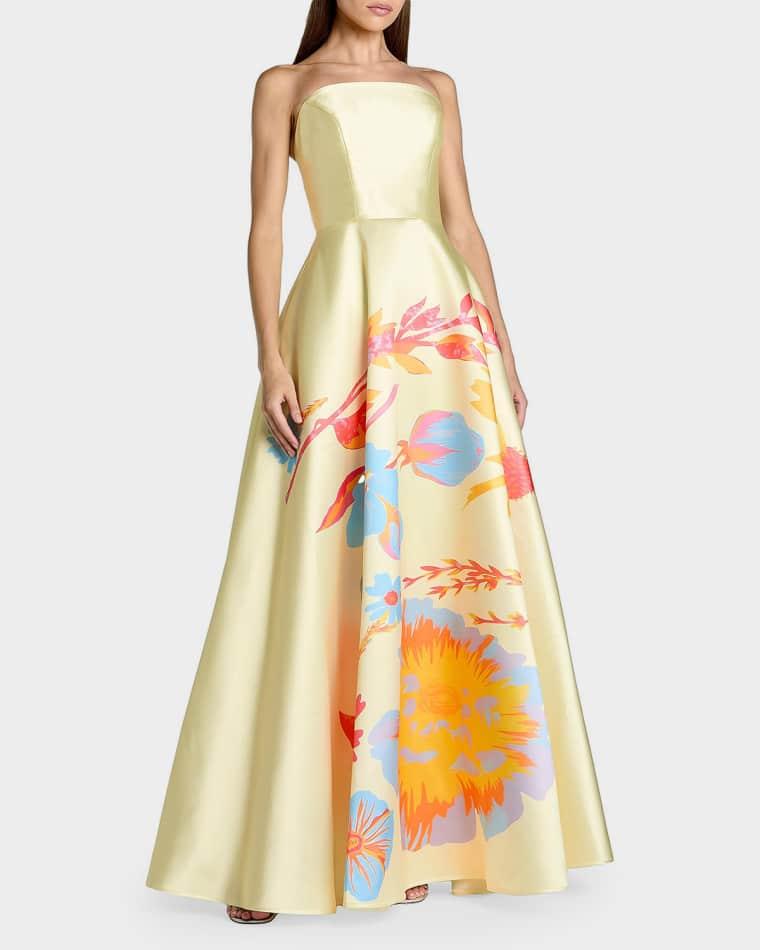 Floral Mikado A-Line Strapless Gown by MAC DUGGAL