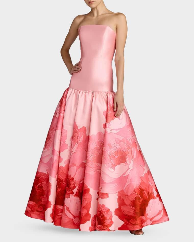 Floral Mikado Strapless Gown by MAC DUGGAL