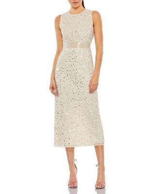 Geometric Embellished Sleeveless A Line Dress by MAC DUGGAL