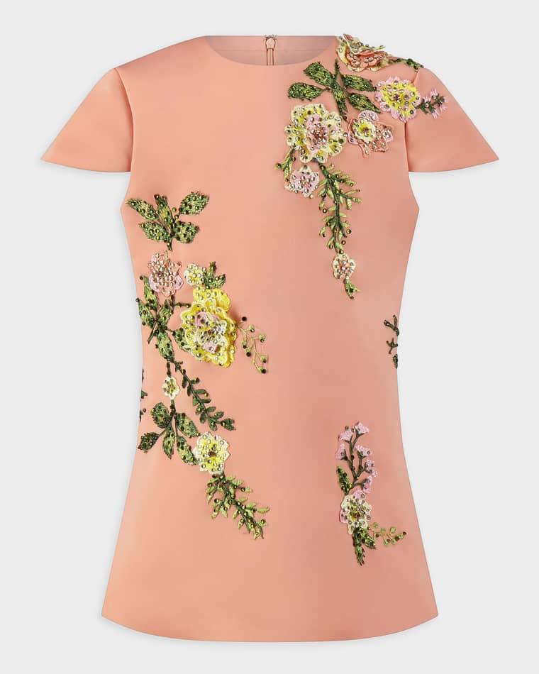 Girl's Floral Embroidered Mini Shift Dress, Size 4-14 by MAC DUGGAL