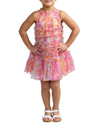 Girls' Floral High Neck Sleeveless Ruffled Dress - Little Kid by MAC DUGGAL