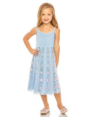 Girls Ruffle Floral Embroidered Detail Mini Dress - Little Kid by MAC DUGGAL