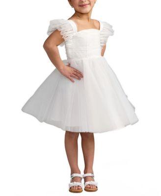 Girls' Ruffle Shoulder Tulle Dress - Little Kid by MAC DUGGAL