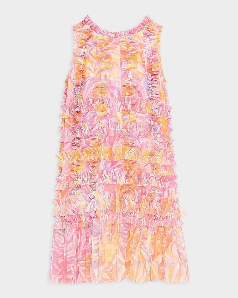 Girl's Sleeveless Floral Ruffle Dress, Size 2-14 by MAC DUGGAL