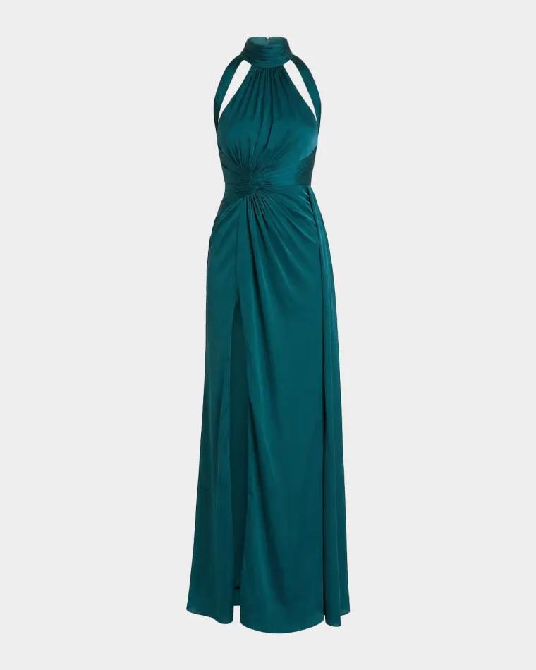 Halter Open-Back Gown w/Slit by MAC DUGGAL