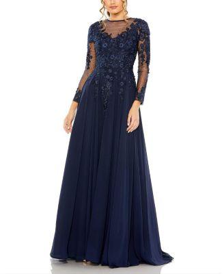 Hand-Embellished Lace Gown with Jeweled Embroidery by MAC DUGGAL