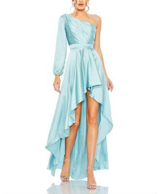 High Low One Shoulder Flowy Gown by MAC DUGGAL