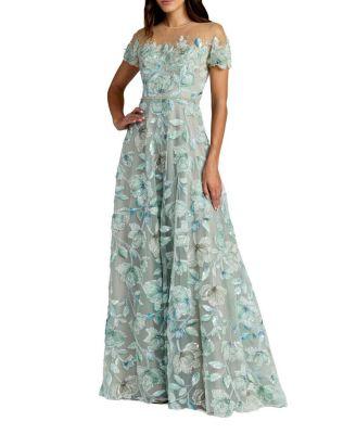 High Neck Cap Sleeve Embellished A-Line Gown by MAC DUGGAL