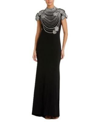 High Neck Embellished Column Gown by MAC DUGGAL