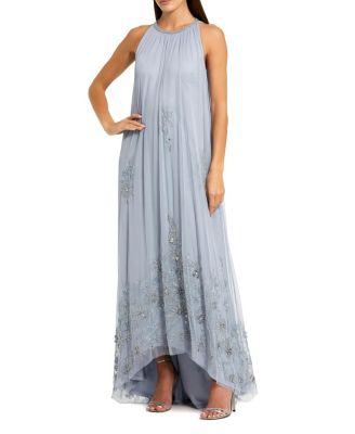 High Neck Floral Embellished Trapeze Gown by MAC DUGGAL