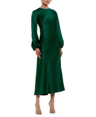 High Neck Long Sleeve Crystal Detail Dress by MAC DUGGAL