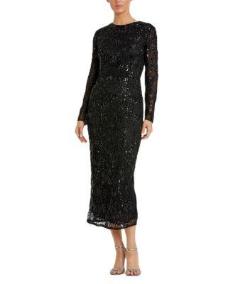 High Neck Long Sleeve Embellished Dress by MAC DUGGAL