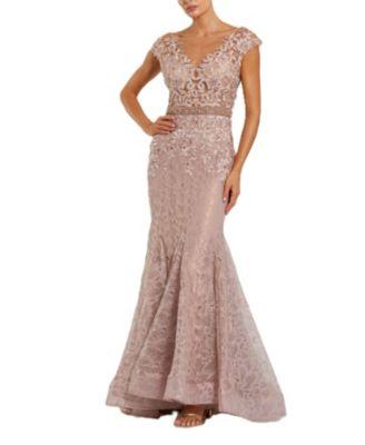 High Neck Shoulder Flower Detail Mermaid Gown by MAC DUGGAL