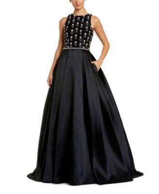 High Neck Sleeveless Beaded Rhinestone Trimmed Waist Ball Gown by MAC DUGGAL