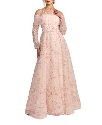 Illusion Neck Long Sleeve Embroidered Ballgown by MAC DUGGAL