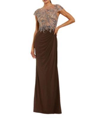 Jersey Gown With Crystal Applique Sheer Bodice by MAC DUGGAL